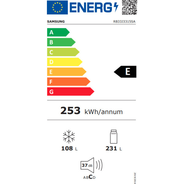 Samsung RB33J3315SA Ψυγειοκαταψύκτης 339lt NoFrost Υ185xΠ59.5xΒ66.8εκ. Inox - Image 5