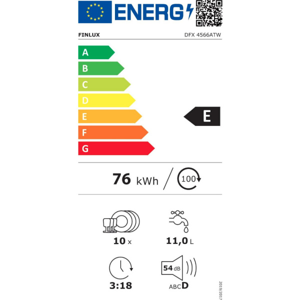 Finlux DFX 4566ATW Ελεύθερο Πλυντήριο Πιάτων για 10 Σερβίτσια Π45xY85εκ. Λευκό - Image 2