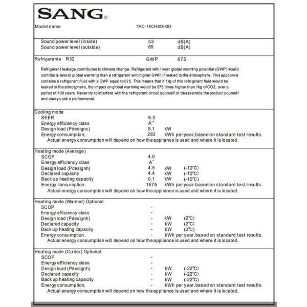 Sang Κλιματιστικό Inverter 18000 BTU A++/A+ TAC-18CHSD/KEI - Image 2