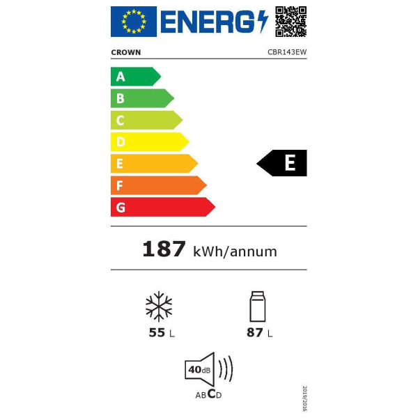 Crown Ψυγειοκαταψύκτης 142lt Υ144xΠ48xΒ53εκ. Λευκός CBR143EW - Image 5