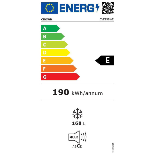 Crown CVF199WE Όρθιος Καταψύκτης 168lt, Υ142,6xΠ54,4xB57,1εκ. , Λευκός, E - Image 3